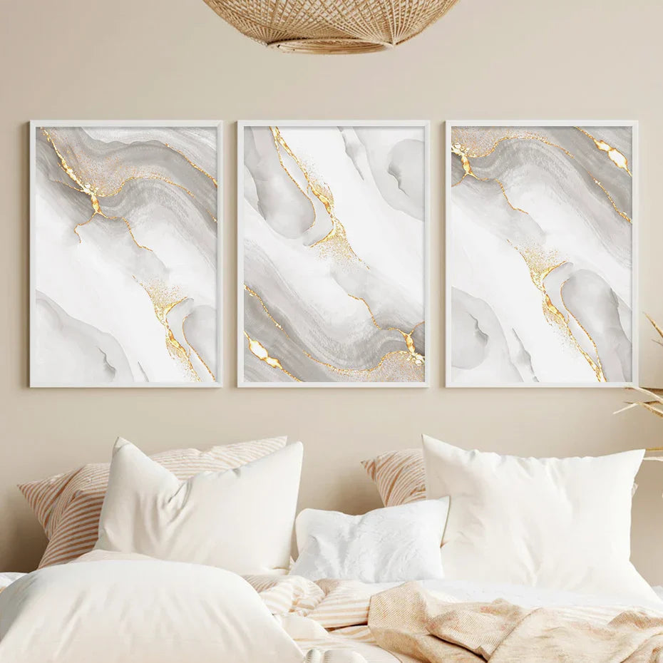 Leichte Luxus Gold Grau Marmor Druck Wandkunst Feine Kunst Leinwanddrucke Poster Abstrakte Minimalistische Bilder Für Moderne Wohnzimmerdekoration | Karnz