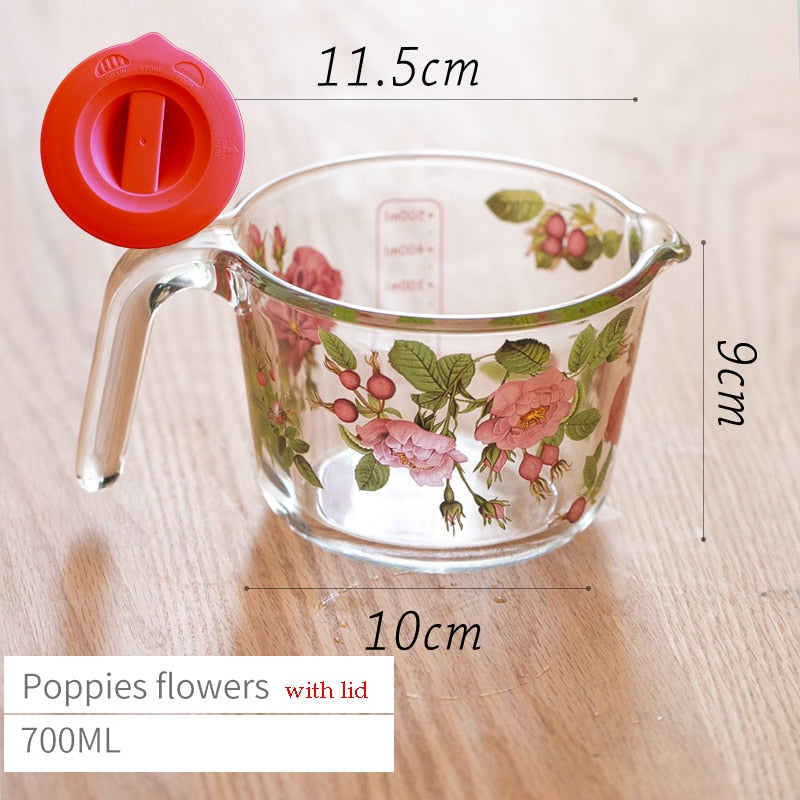 Retro Flowers Messbecher mit Deckel