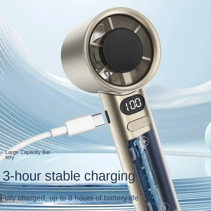 Tragbarer Mini bladeless Handventilator – USB wiederaufladbarer tragbarer persönlicher Ventilator mit 120-Geschwindigkeit Hochgeschwindigkeitsluftstrom, elektrischer Kühventilator | Karnz