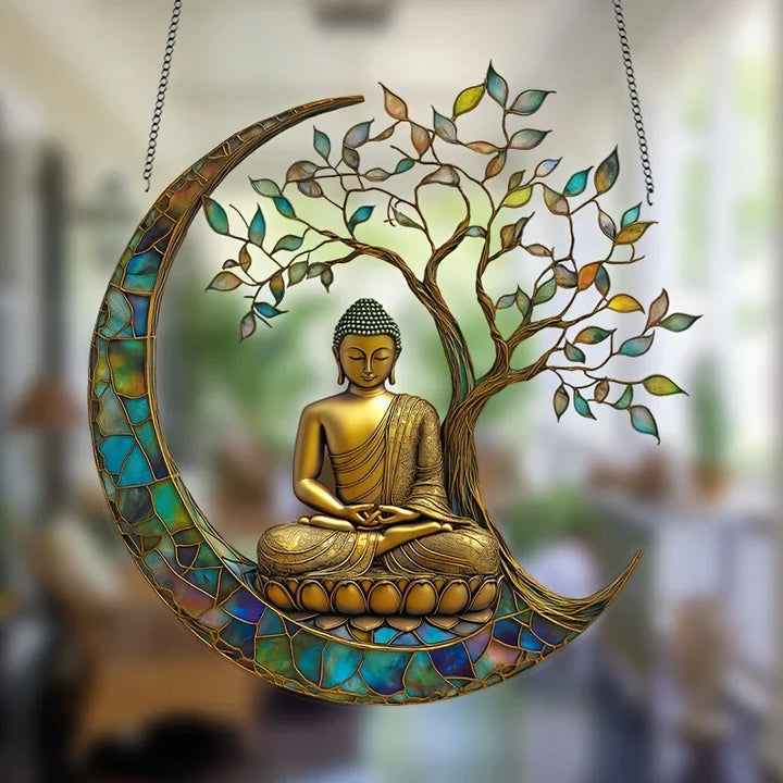 Karnz | Acryl Sonnenfänger ZenLight | 2D Buddha Dekor | Fenster- & Wohnaccessoire | Spirituelles Raumdesign