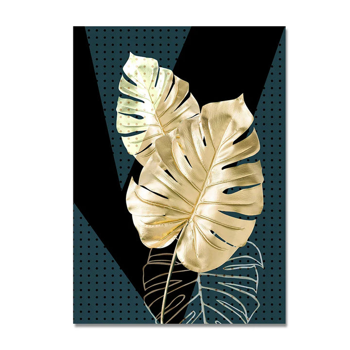 Set von 3 Teilen Goldenes Blatt Wandkunst Minimalistische Nordische Tropische Pflanzen Feine Kunst Leinwanddrucke Bilder Für Wohnzimmer Esszimmer Kunst Dekor