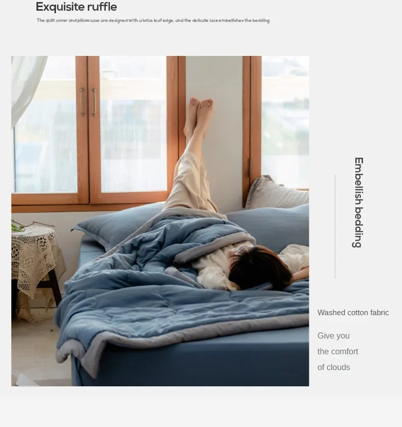 2024 Japanische Baumwolle-Polyester Sommerdecke – Leicht, Waschbar, Hautfreundliche Einfarbige Decke | Karnz