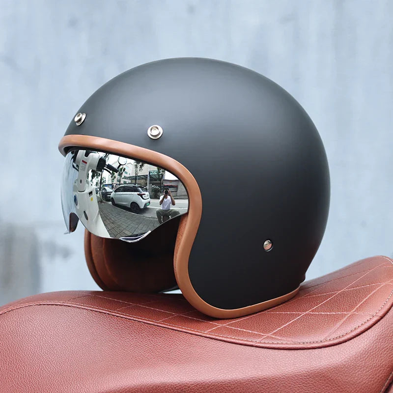 Retro-Motorradhelm 3/4-offenes Visier – Valor