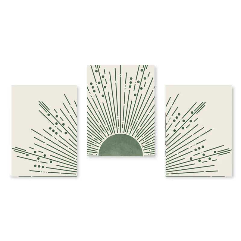 Set aus 3 Stück Modern Abstrakt Bohemian Minimalistisch Geometrisch Wandkunst Fein Kunst Leinwand Drucke Poster Bilder Für Wohnzimmer Dekor | Karnz
