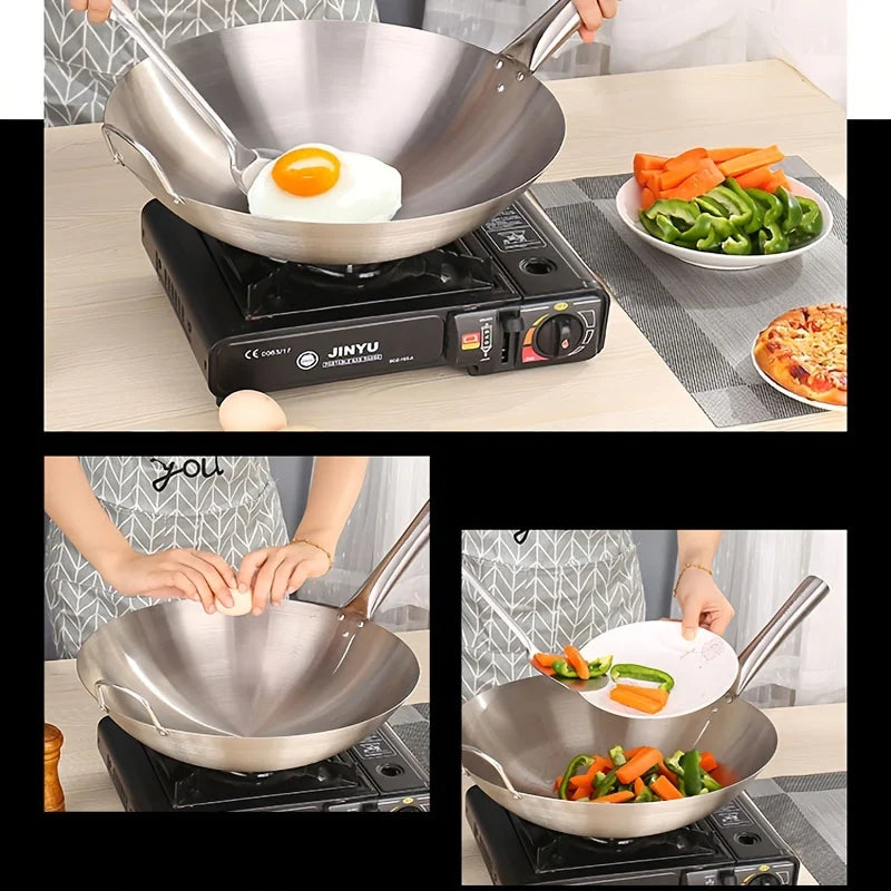 ChefMaster – Große Edelstahl-Wok mit Doppelgriffen Karnz