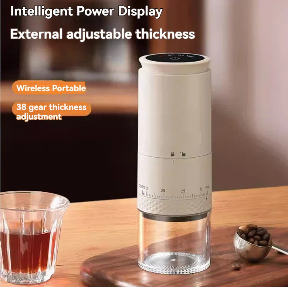 Karnz | 1500mAh Elektrische Kaffeemühle Extern einstellbare Type-C-Lade Kaffeemühle Bohnenmahlmaschine Kaffeezubereiter