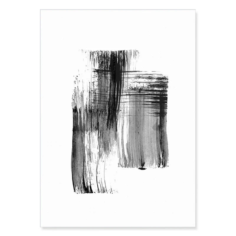 Schwarz Weiß Wandkunst Minimalistisch Abstract Tinte Pinsel Striche Fine Art Leinwanddrucke Poster Bilder Für Wohnzimmer Home Office Kunst Dekor | Karnz