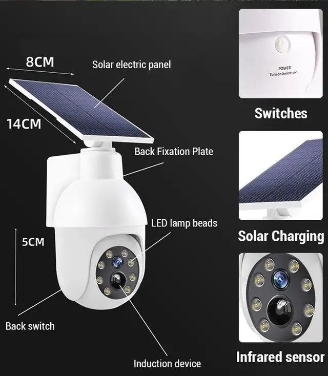 Solarbetriebenes Bewegungsmelder Smart Regenfest Dummy Kamera | Karnz