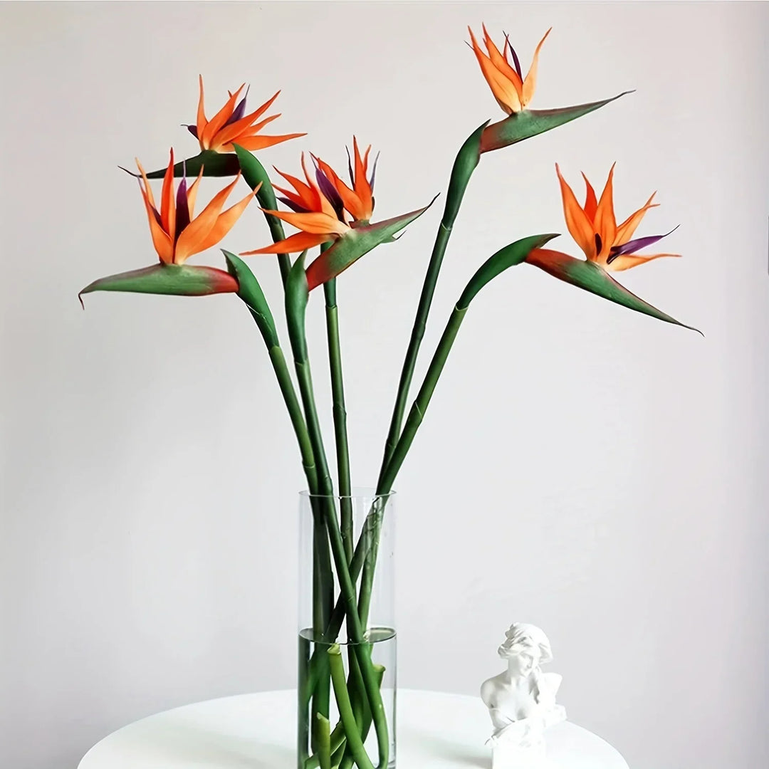 Karnz | Floriva 3-teiliges Set Künstliche Strelitzien | Paradiesvogelblumen | 24,5 cm Lange Stiele | Dekoration für Zuhause, Büro & Veranstaltungen