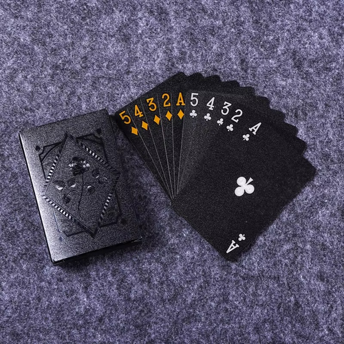 Luxuriöse, wasserfeste Poker-Spielkarten in Schwarz und Gold