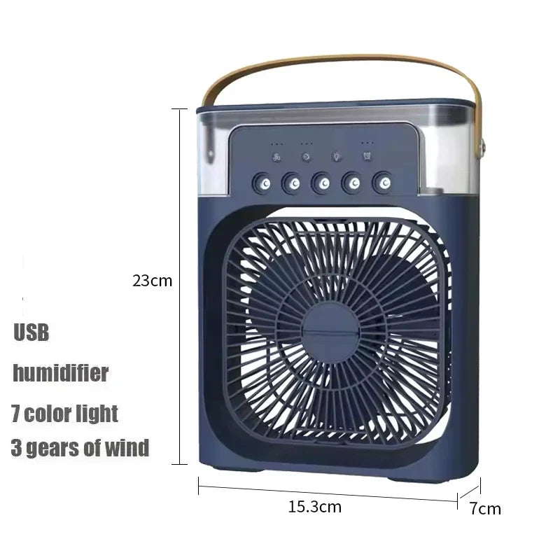 3-in-1 Mini-Luftkühler-Fan – Tragbarer Haushaltsklimaanlage mit LED-Nachtlicht, Luftbefeuchter und einstellbarem Luftstrom für Zuhause & Büro | Karnz