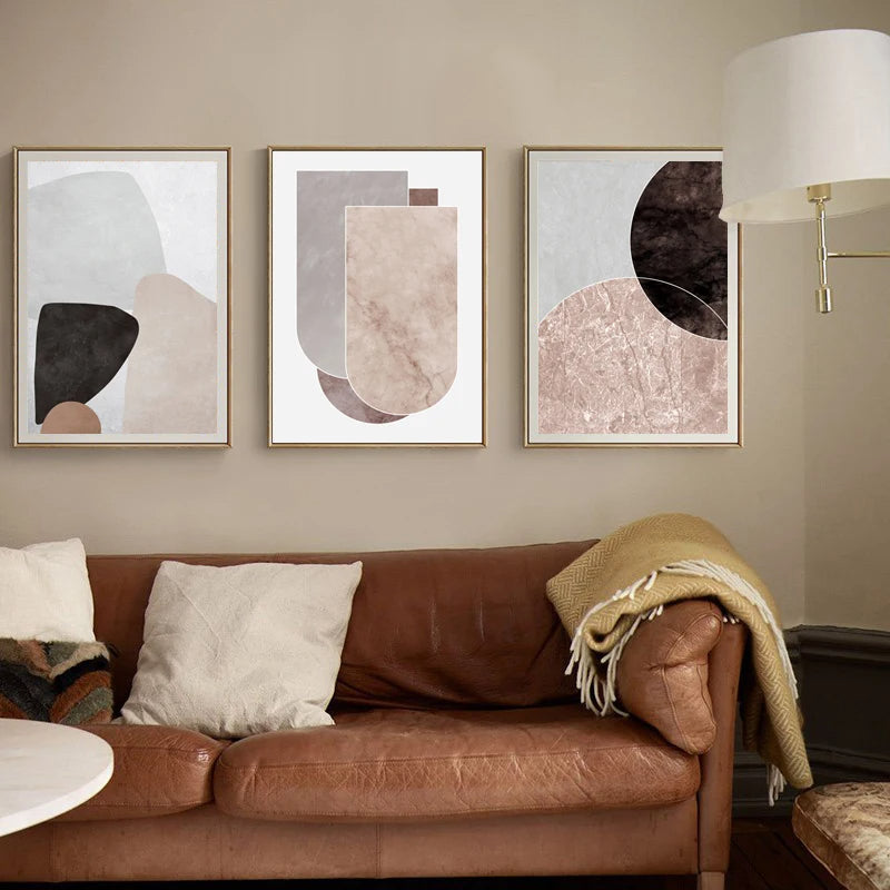 Skandinavische abstrakte graue rosa Granit Wandkunst Fine Art Leinwanddrucke Bilder für moderne Wohnung Wohnzimmer Schlafzimmer Kunstdekoration | Karnz