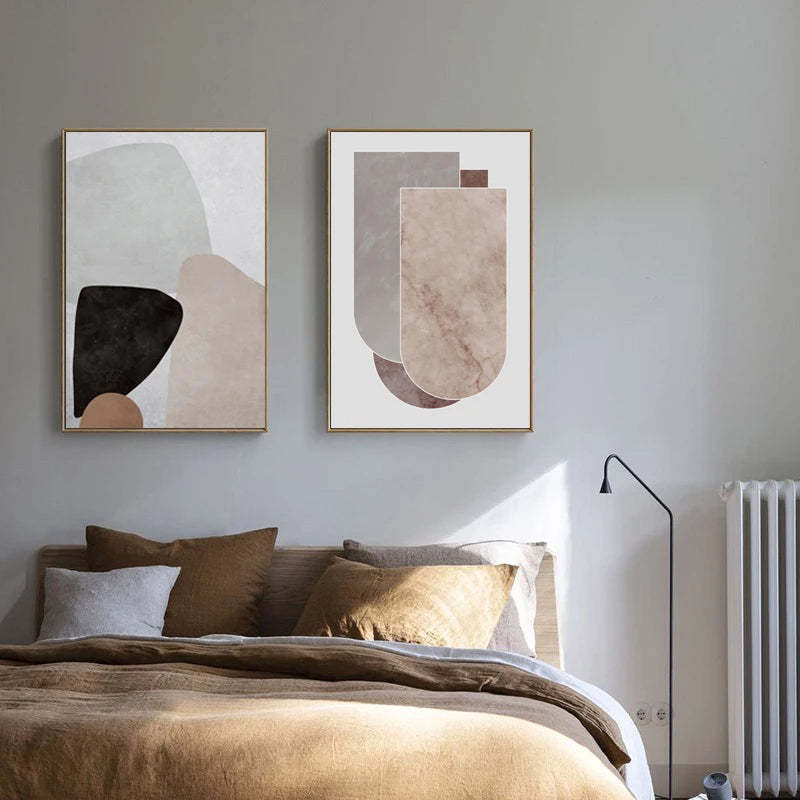 Skandinavische abstrakte graue rosa Granit Wandkunst Fine Art Leinwanddrucke Bilder für moderne Wohnung Wohnzimmer Schlafzimmer Kunstdekoration | Karnz