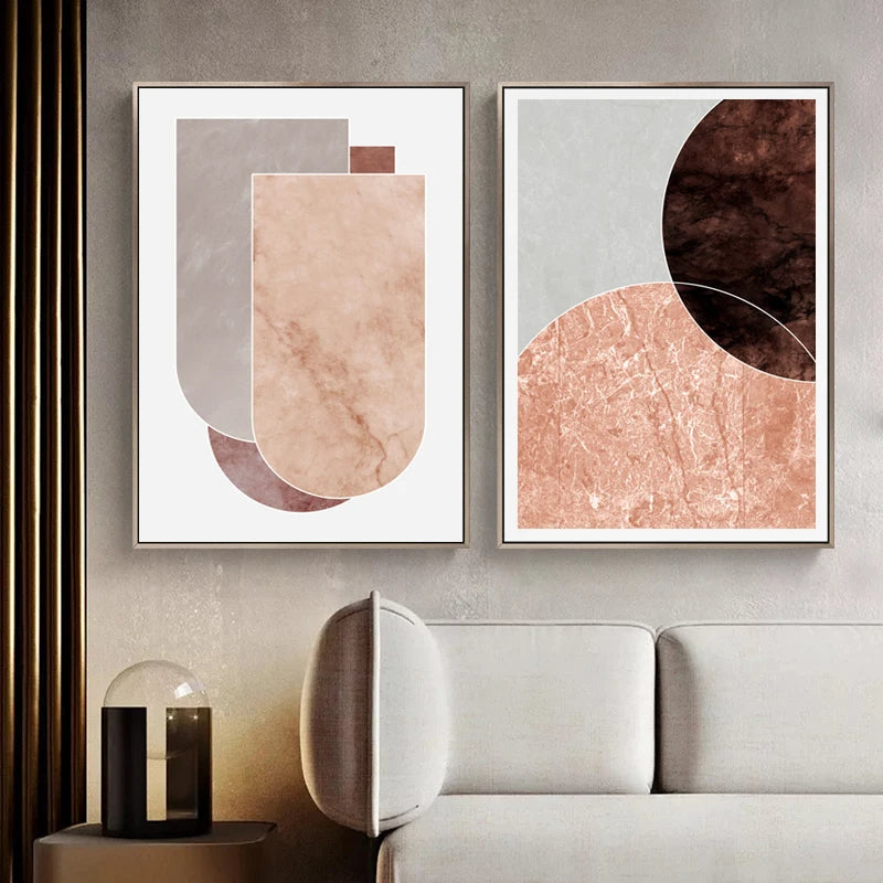 Skandinavische abstrakte graue rosa Granit Wandkunst Fine Art Leinwanddrucke Bilder für moderne Wohnung Wohnzimmer Schlafzimmer Kunstdekoration | Karnz