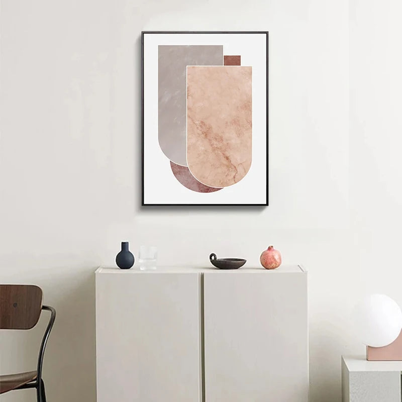 Skandinavische abstrakte graue rosa Granit Wandkunst Fine Art Leinwanddrucke Bilder für moderne Wohnung Wohnzimmer Schlafzimmer Kunstdekoration | Karnz