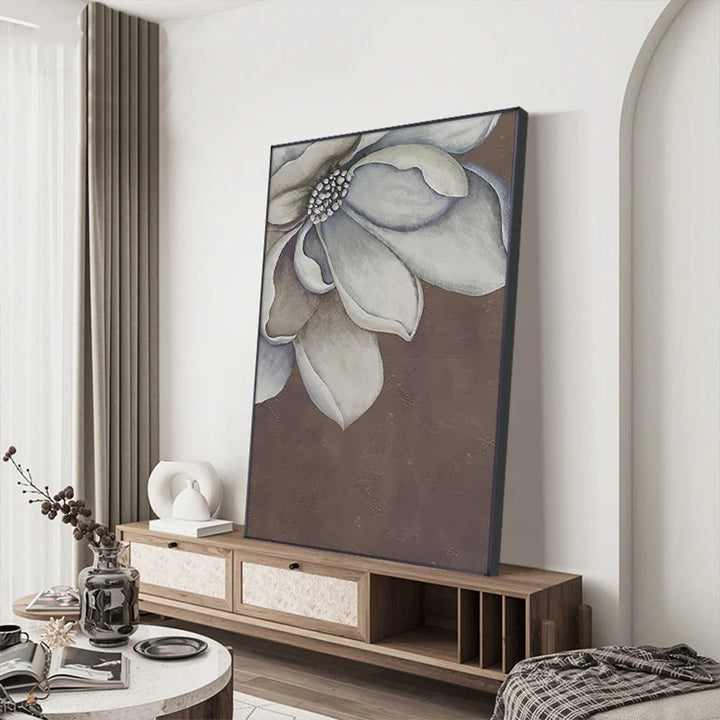 Skandinavische große florale Wandkunst feine Kunstdrucke auf Leinwand weiße Blütenblumen Poster moderne botanische Bilder für Foyer Wohnzimmer | Karnz