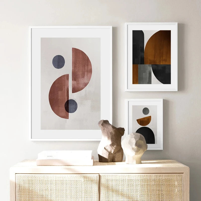 Skandinavische Minimalistische Geometrische Dunkle Neutrale Farben Wandkunst Fine Art Leinwanddrucken Moderne Abstrakte Bilder Für Wohnzimmer Wohnkultur | Karnz