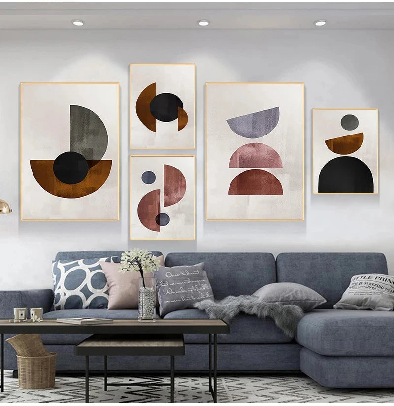Skandinavische Minimalistische Geometrische Dunkle Neutrale Farben Wandkunst Fine Art Leinwanddrucken Moderne Abstrakte Bilder Für Wohnzimmer Wohnkultur | Karnz