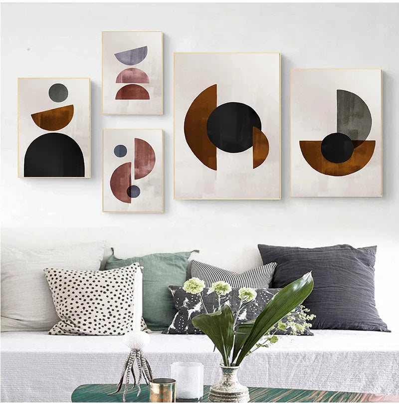 Skandinavische Minimalistische Geometrische Dunkle Neutrale Farben Wandkunst Fine Art Leinwanddrucken Moderne Abstrakte Bilder Für Wohnzimmer Wohnkultur | Karnz