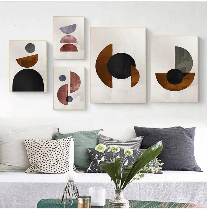 Skandinavische Minimalistische Geometrische Dunkle Neutrale Farben Wandkunst Fine Art Leinwanddrucken Moderne Abstrakte Bilder Für Wohnzimmer Wohnkultur | Karnz