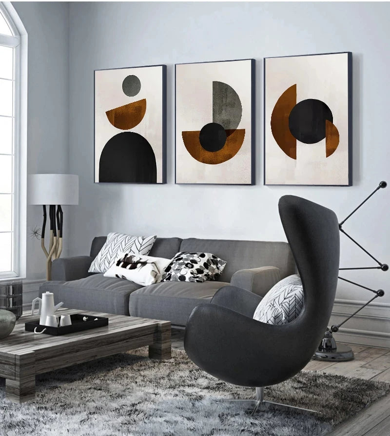 Skandinavische Minimalistische Geometrische Dunkle Neutrale Farben Wandkunst Fine Art Leinwanddrucken Moderne Abstrakte Bilder Für Wohnzimmer Wohnkultur | Karnz