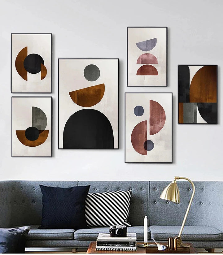 Skandinavische Minimalistische Geometrische Dunkle Neutrale Farben Wandkunst Fine Art Leinwanddrucken Moderne Abstrakte Bilder Für Wohnzimmer Wohnkultur | Karnz