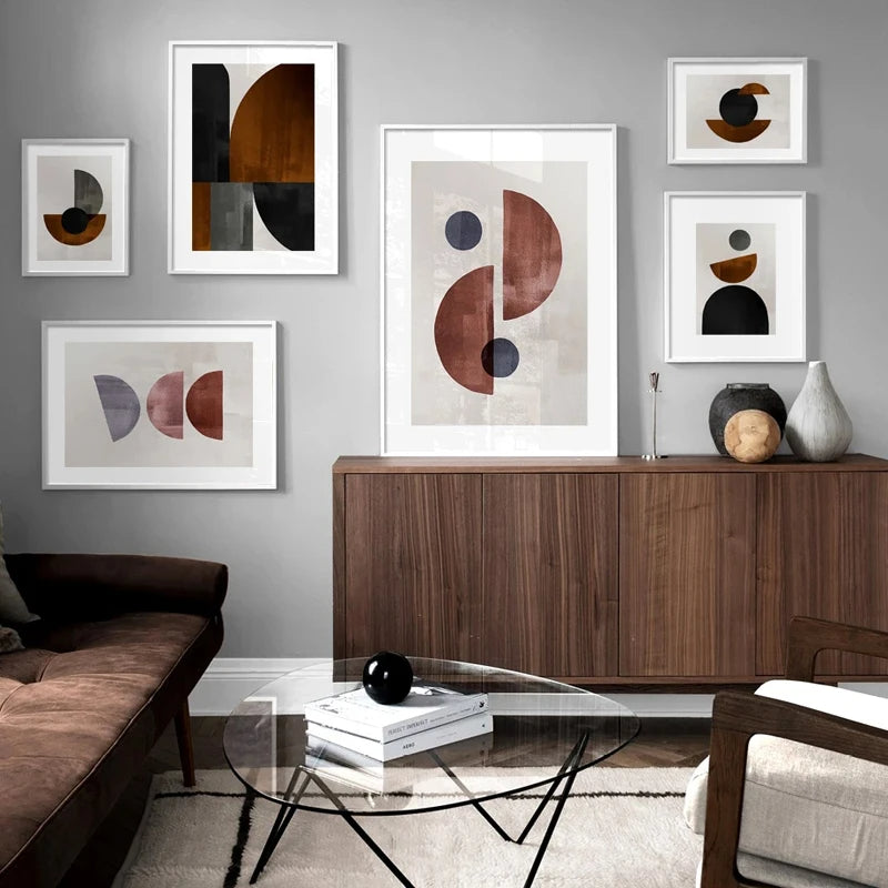 Skandinavische Minimalistische Geometrische Dunkle Neutrale Farben Wandkunst Fine Art Leinwanddrucken Moderne Abstrakte Bilder Für Wohnzimmer Wohnkultur | Karnz