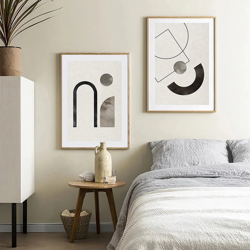 Skandinavische Minimalistische Geometrische Dunkle Neutrale Farben Wandkunst Fine Art Leinwanddrucken Moderne Abstrakte Bilder Für Wohnzimmer Wohnkultur | Karnz