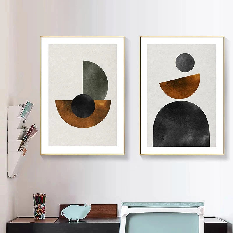 Skandinavische Minimalistische Geometrische Dunkle Neutrale Farben Wandkunst Fine Art Leinwanddrucken Moderne Abstrakte Bilder Für Wohnzimmer Wohnkultur | Karnz