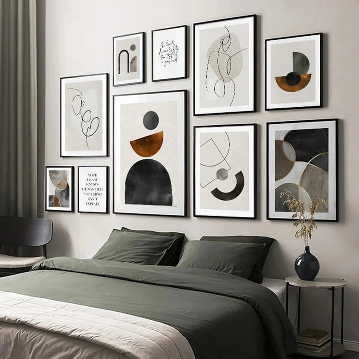 Skandinavische Minimalistische Geometrische Dunkle Neutrale Farben Wandkunst Fine Art Leinwanddrucken Moderne Abstrakte Bilder Für Wohnzimmer Wohnkultur | Karnz