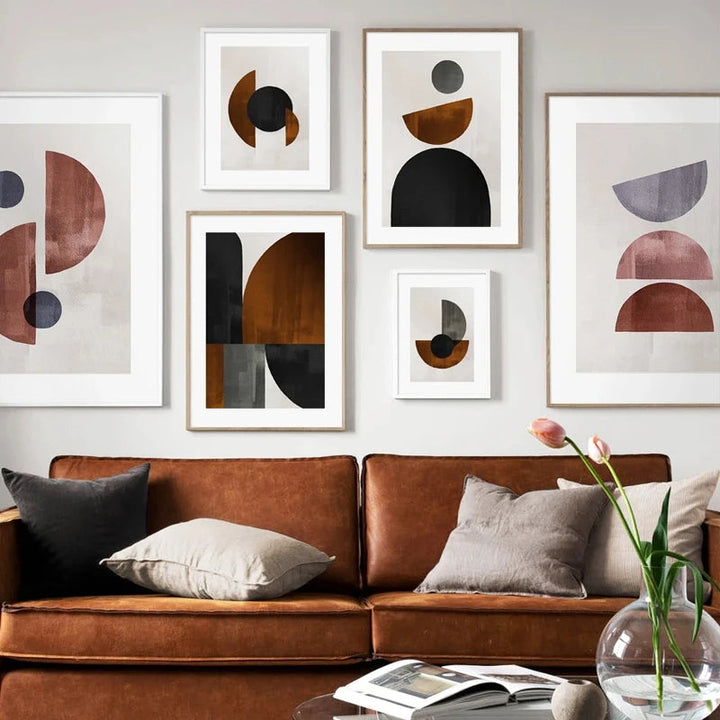 Skandinavische Minimalistische Geometrische Dunkle Neutrale Farben Wandkunst Fine Art Leinwanddrucken Moderne Abstrakte Bilder Für Wohnzimmer Wohnkultur | Karnz