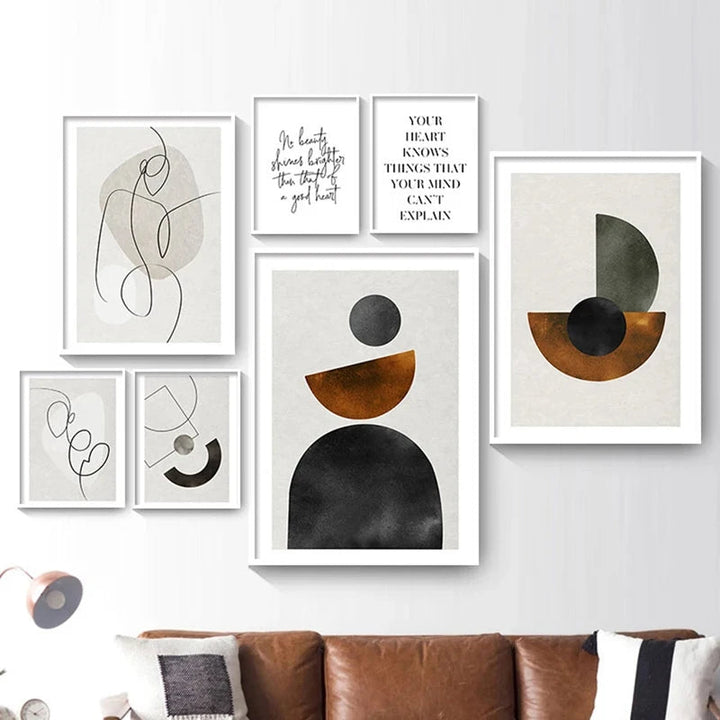 Skandinavische Minimalistische Geometrische Dunkle Neutrale Farben Wandkunst Fine Art Leinwanddrucken Moderne Abstrakte Bilder Für Wohnzimmer Wohnkultur | Karnz