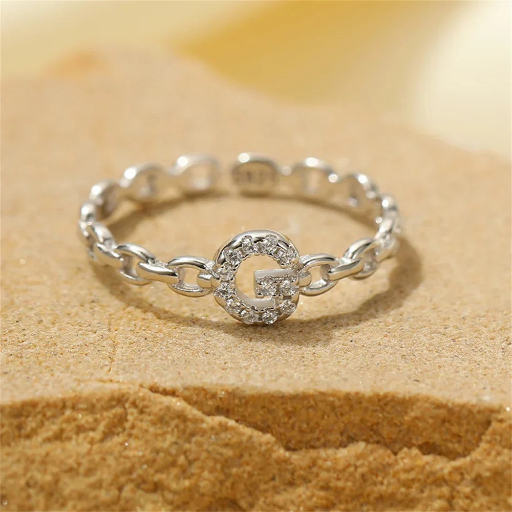 Karnz | Zierlicher Diamant Buchstaben Initialring