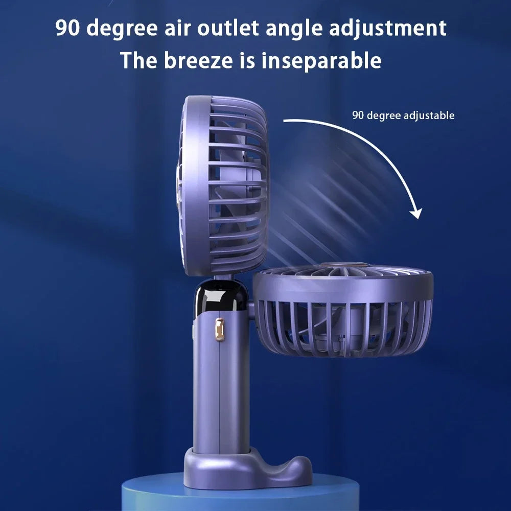 USB Handheld Mini Ventilator Faltbar Tragbare Hals Hängende Ventilatoren 5 Geschwindigkeiten USB Wiederaufladbarer Ventilator mit Telefonständer und Display | Karnz