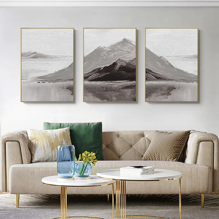 Abstrakte graue Berglandschaft Wandkunst Fine Art Leinwanddrucke Bilder für moderne Wohnung Wohnzimmer Esszimmer Kunstdekoration | Karnz