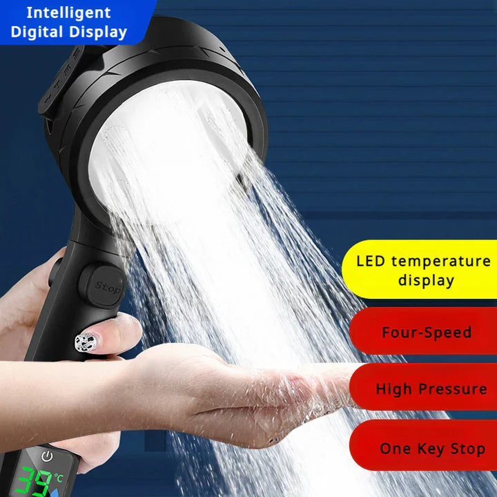 LED-Duschkopf mit digitaler Temperaturanzeige | Hochdruck- und wassersparende Karnz