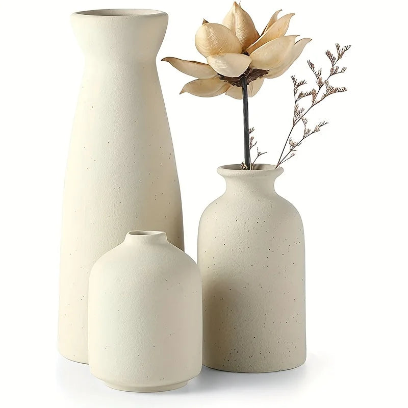 Aardstijl Keramik Vase Set aus 3 für moderne Boho-Interieurs | Karnz