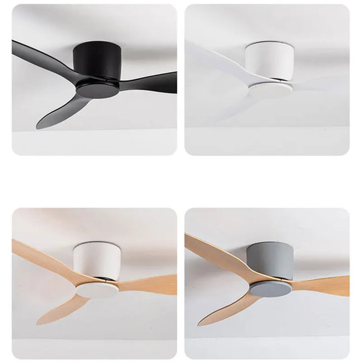 42-52 Zoll Deckenventilatoren mit DC-Motor — Fernbedienung Niedrigboden Kühlventilatoren, ohne Licht, weiße Holz- & schwarze Optionen | Karnz