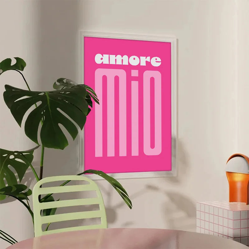 Pink Retro Liebe Zitat Wandkunst Feine Kunst Leinwanddrucke Typografische Bilder Für Schlafzimmer Wohnzimmer Hotelzimmer Modernes Apartment Wandkunst Dekor | Karnz