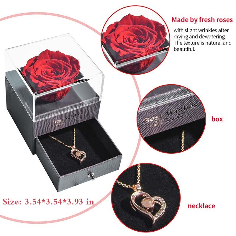 Karnz | Natürliche ewige Rose Halskette Schmuckbox