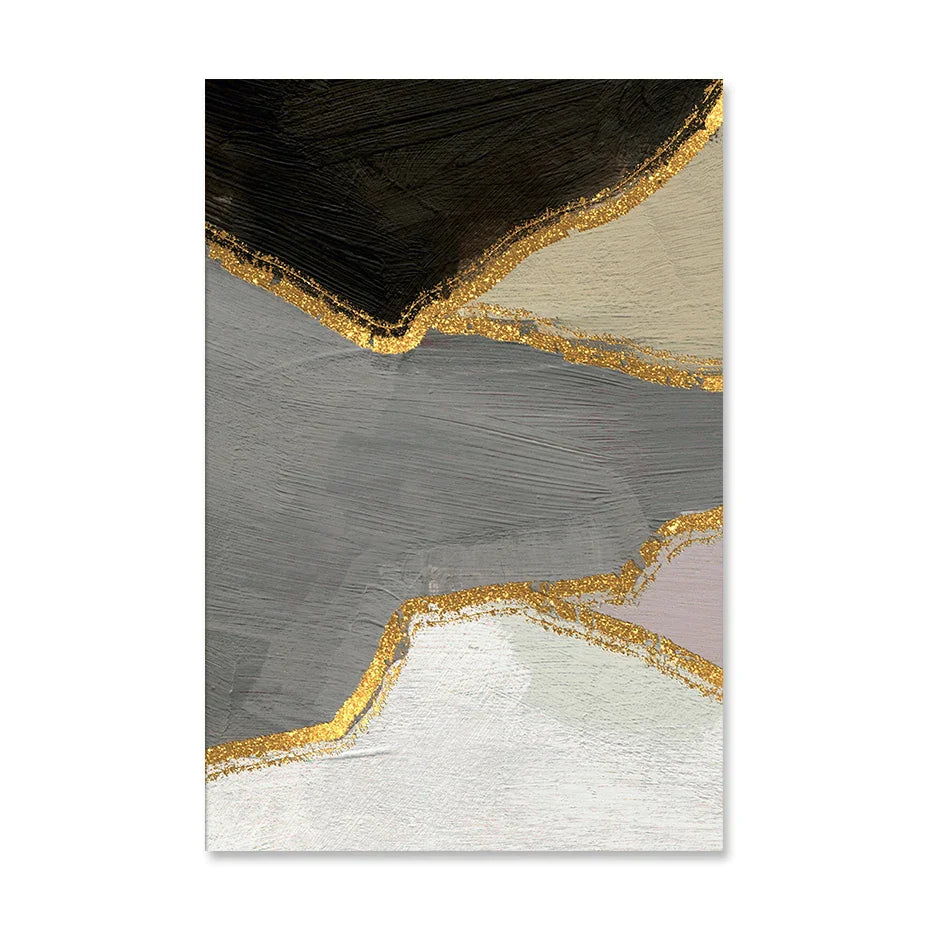 Abstrakte Blockfarbe Wandkunst Schwarz Grau Beige Golden Fine Art Leinwanddrucke Bilder Für Modernes Apartment Wohnzimmer Zeitgenössische Wohnkultur | Karnz