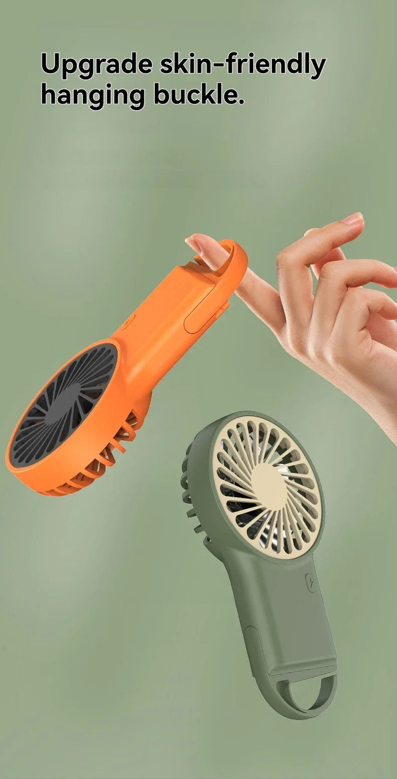 Neuer faltbarer USB wiederaufladbarer Mini-Ventilator | Handventilator für den Schreibtisch mit Cartoon-Design & Haken für Outdoor-, Heim- & Bürogebrauch | Karnz