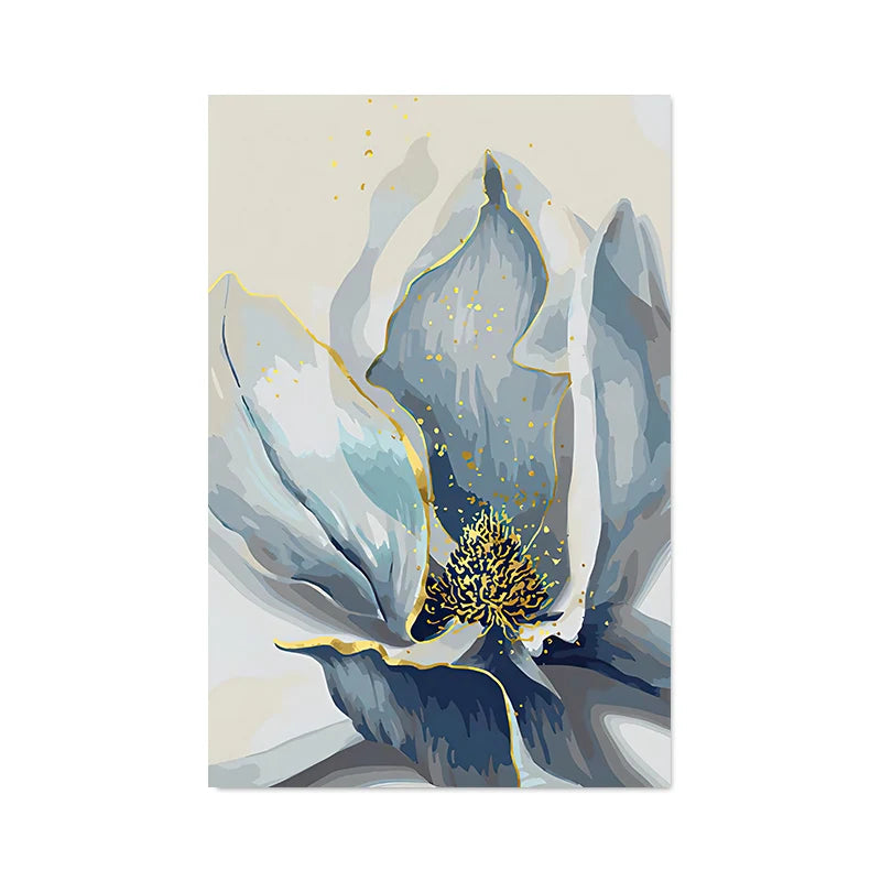 Big Blue Petal Florale Wandkunst Fine Art Leinwanddrucke Moderne Botanische Abstrakte Bilder Für Wohnzimmer Schlafzimmer Esszimmer Kunstdekor | Karnz