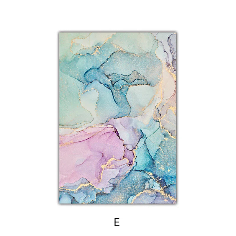 Bunte Schattierungen von Pink Blau Jade Flüssig Marmor Druck Wandkunst Feine Kunstleinwand Drucke Bilder für Wohnzimmer Schlafzimmer Hotel Salon Kunst Dekor | Karnz