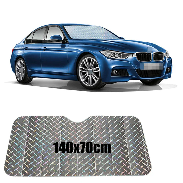 Karnz | SOLVEX Auto-Sonnenblende | UV-Schutz & Hitzeschutz für Front- und Heckscheibe | Alufolie reflektierend | Universell passend