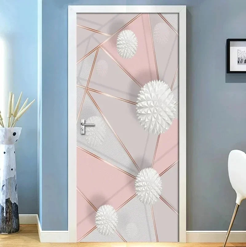 Moderne abstrakte Perlen geometrische Türaufkleber Mural abnehmbar PVC Vinyl Peel N Stick Wandkunst Mural Dekor für Innentüren Kreative DIY Wohnkultur | Karnz