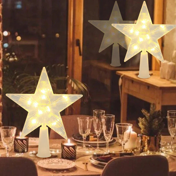 Leuchtender Weihnachtsstern – LED Beleuchtete Baumspitze für Weihnachtsbaum, Funkelnder Christbaumschmuck für festliche Beleuchtung und elegante Deko | Karnz