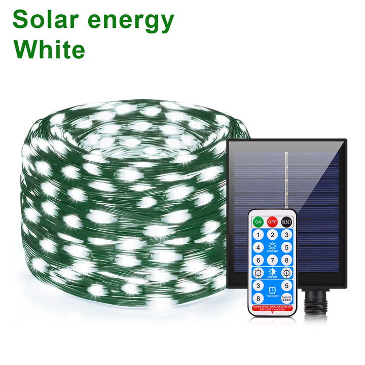 Karnz | Solar Lichterkette 100M LumiSol ProLine | 8 Modi | IP65 wasserdicht | Extra helle LEDs | Fernbedienung & schnelles Laden | Für Garten, Hochzeit & Weihnachten