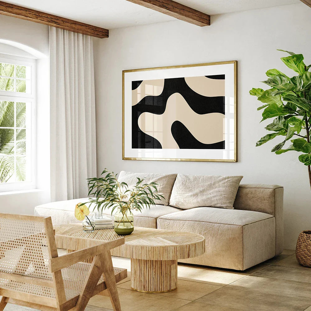 Moderne abstrakte formschöne schwarze minimalistische Wandkunst Fine Art Leinwanddrucke Bilder für moderne Wohnung Wohnzimmer Esszimmer Kunst Dekor | Karnz