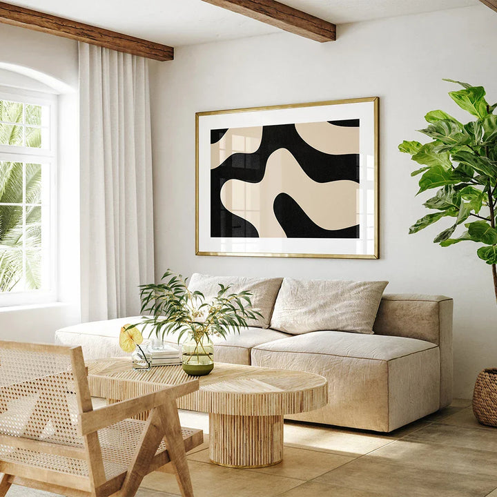 Moderne abstrakte formschöne schwarze minimalistische Wandkunst Fine Art Leinwanddrucke Bilder für moderne Wohnung Wohnzimmer Esszimmer Kunst Dekor | Karnz